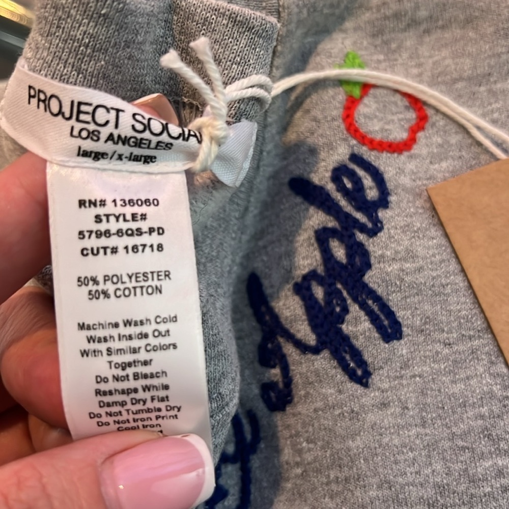 Project Social T Big Apple Embroidered Oversized Cozy Sweatshirt Sweater - Picture 4 of 4